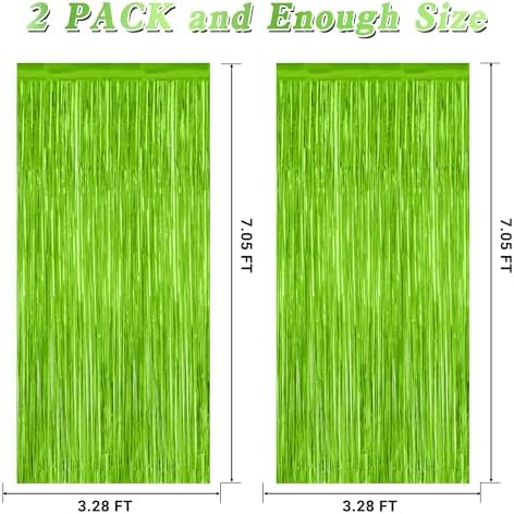 ZATAYE 2 Pack Grass Green Christmas St Patricks Foil Curtain Decorations - Image 2