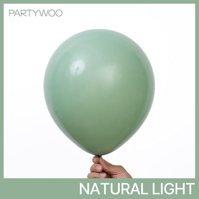 PartyWoo Sage Green Balloons 50pcs Olive Eucalyptus Dusty Green Boho Color | 12 - Image 2