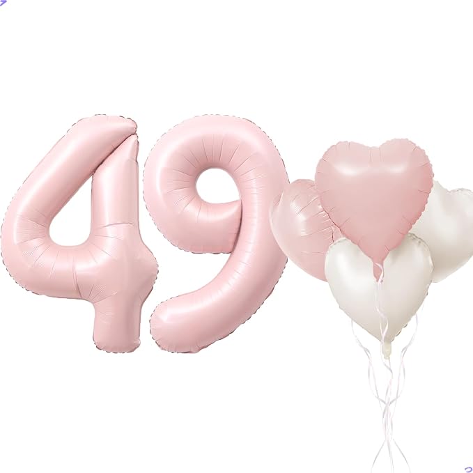 Pink 49 Balloon Number Pastel Pink 49th Birthday Party Decorations by Unknown