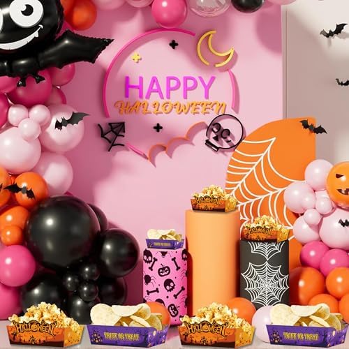 Halloween Disposable Paper Food Trays 24pcs Trick Or Treat Halloween Birthday Decorations Nacho Trays for Witches Pumpkin Bat Ghost Party Supplies - Image 4