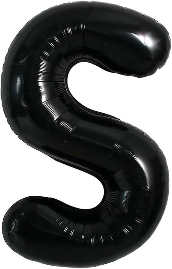 40 Inch Black Letter S Foil Balloon | Large Jumbo Mylar, Helium Alphabet Balloon by Unknown
