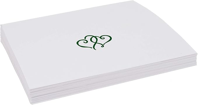 Linked Hearts Place Cards, Hunter Green (Choose Color), Set of 60, Pre-cut and Scored - Wedding, Party, Dinner, and Special Events - Made in the USA