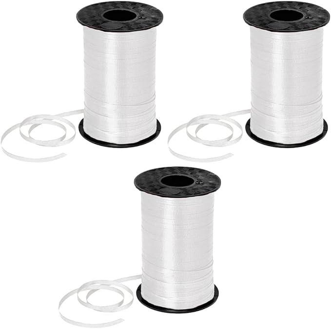 PMU 1500 Yards x 3/16in White Crimped Curling Ribbon String by PMU