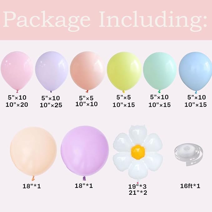 Daisy Pastel Balloon Garland Kit 157pcs Pastel Macaron Balloon Arch Kit - Image 2