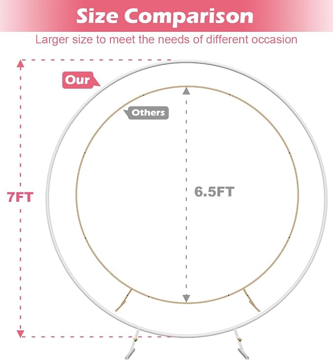 Queension Large Wedding Arch for Ceremony 7Ft, Circle Arch for Party, Outdoor - Image 2