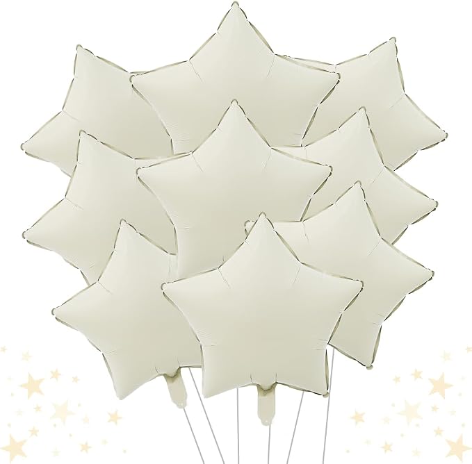 TONIFUL 15 Pcs Star Shaped Balloons 18 Inch Large Cream White Foil Balloons | by TONIFUL