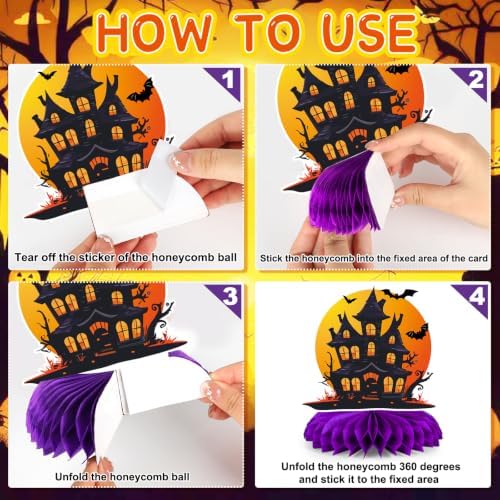 12Pcs Halloween Party Decorations Halloween Honeycomb Centerpieces for Table Double Side Spooky Witches Pumpkins Ghosts Table Centerpieces for Halloween Party Home Indoor Office Supplies Decorations - Image 3