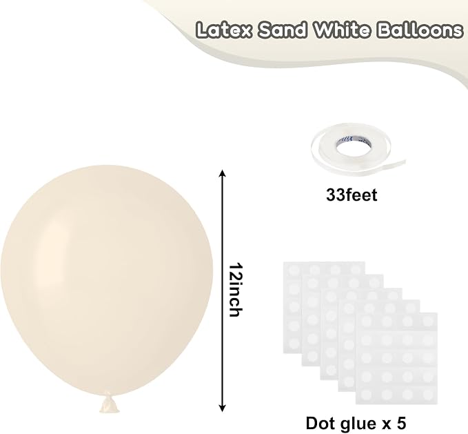 RUBFAC White Sand Balloons 120pcs 12 Inches Beige Boho Balloons - Image 2