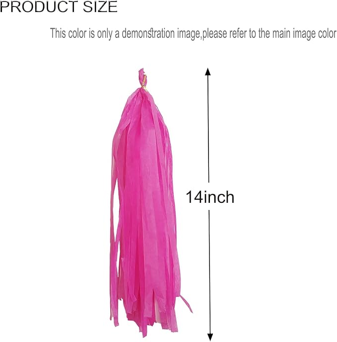 GAKA Hot Pink Light Pink Tissue Paper Tassels Garland Tassel Banner - Image 2