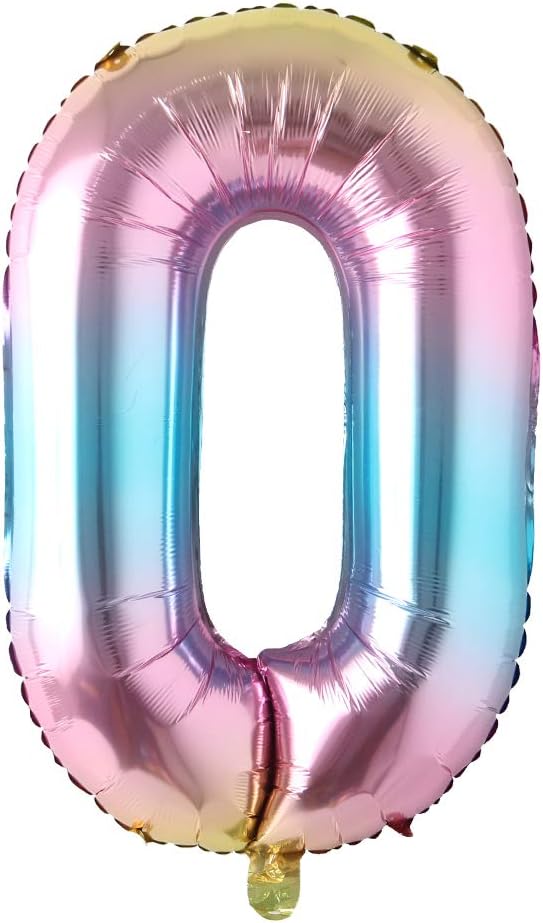 32 Inch Number Balloons Foil Ballon Rainbow Gradient Digit Ball Colorful by REIANS
