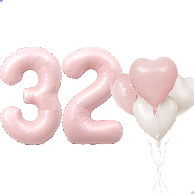 Pink 32 Balloon Number Pastel Pink 32th Birthday Party Decorations by Unknown