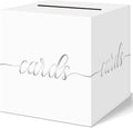 QIKSION White Wedding Card Box, Silver Foil Gift Card Box for Party, Wedding Reception, Graduation, Birthday, Baby Shower, Raffle
