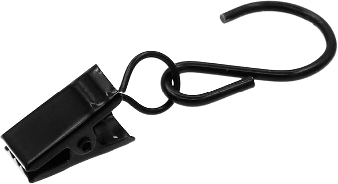 Coideal Curtain Clips Gutter Hooks, 40 Pcs Metal S Hooks Awning Xmas Light Shower Hanging Clips for Christmas Decoration, Indoor and Outdoor (Black)