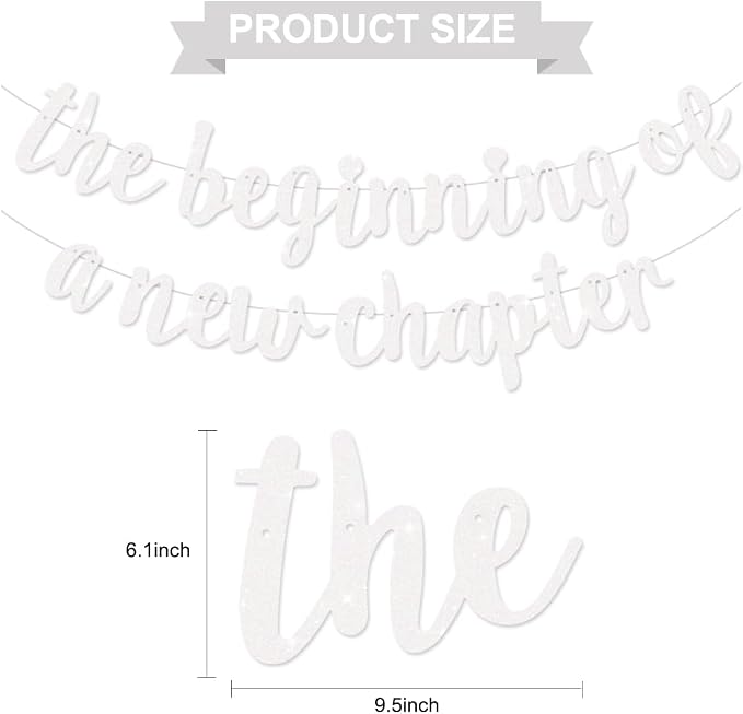 BEISHIDA White Pre-Strung Glitter The Beginning of A New Chapter Banner | - Image 2