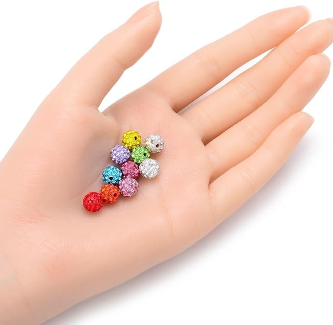 50pcs Adabele Grade A Suncatcher Crystal Rhinestone Pave Loose Beads 8mm Tanzanite Purple Polymer Clay Disco Ball Spacers Compatible with Shamballa All Craft Jewelry Making DB8-26