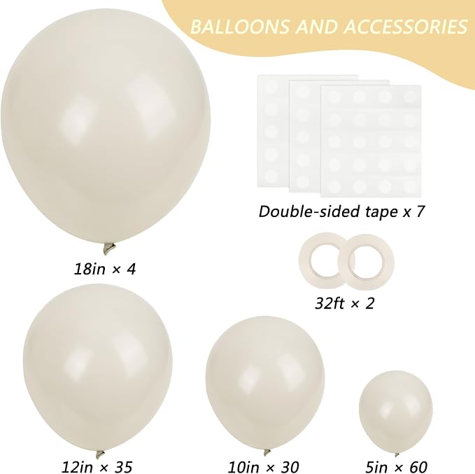 RUBFAC White Balloon Arch Different Sizes Sand White Balloons 129pcs | 18 12 10 - Image 2