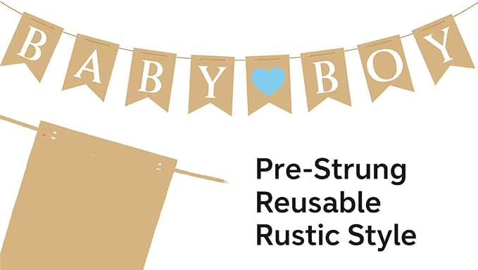 Baby Boy Banner for Party Decorations – It’s a Boy Sign, Rustic Garland - Image 9