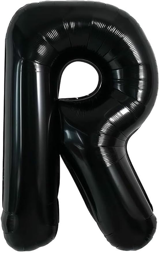 40 Inch Black Letter R Foil Balloon, Large Jumbo Mylar Helium Alphabet Balloon - Image 2