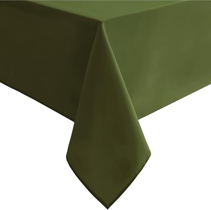 Hiasan Olive Green Tablecloth for Rectangle Tables - Waterproof and Spillproof Washable Fabric Table Cloth for Dining Room Kitchen Party, 52 x 70 Inch
