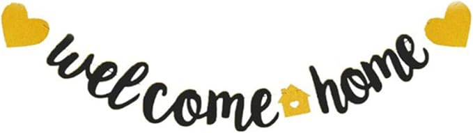 Welcome Home Banner with Two Heart and A Vivid Home Sign Flash Party Decorations by Teniinet