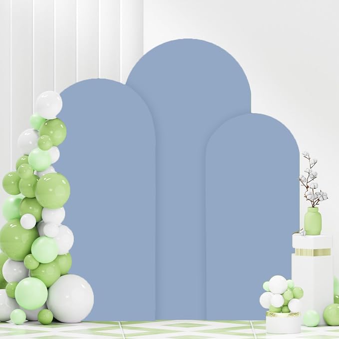 FANPROMS Wedding Arch Cover Set 5FT 6FT 7FT Dusty Blue Wedding Arch Cover Set - Image 4