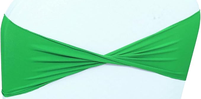 MDS Pack of 200 Spandex Chair Sashes Bows Elastic Stretch Dining Chair Bands Ties Without Slider Buckle Universal fits for Wedding Baby Shower Birthday Party Banquet Event Decoration - Light Green