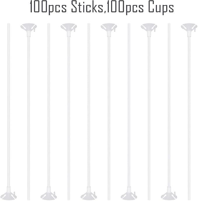 PP OPOUNT Upgraded Version 100 Pieces White Plastic Balloon Sticks Holders | - Image 2