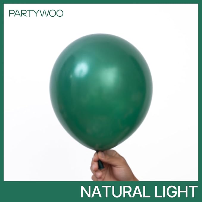 PartyWoo Pearl Dark Green Balloons 140pcs Pearl Emerald Hunter Forest Green | - Image 2