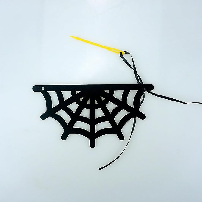 SaktopDeco 2 Pack Felt Spiderweb Garland Banner Hanging Spiderweb Decorations - Image 5