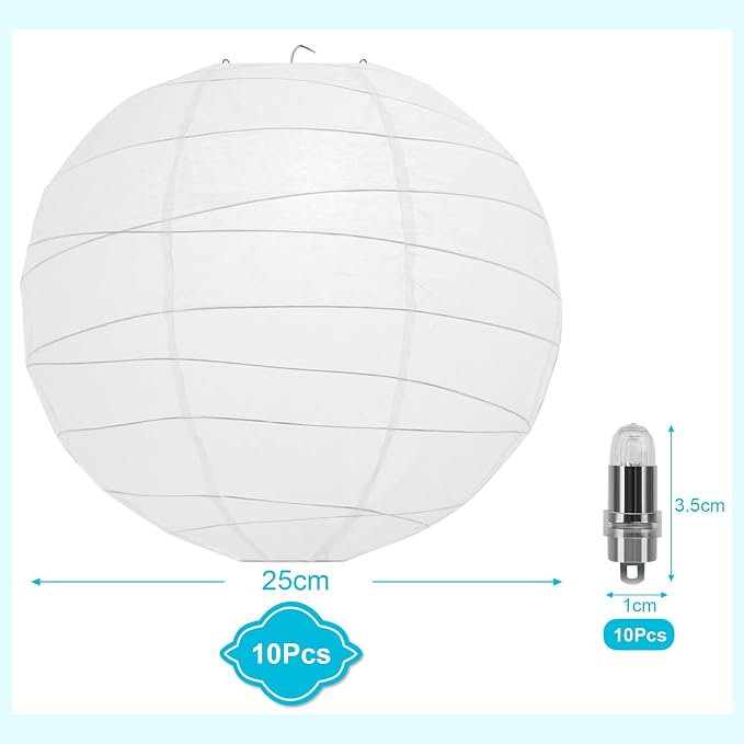 LIHAO 10 Inch White Paper Lanterns - Image 2