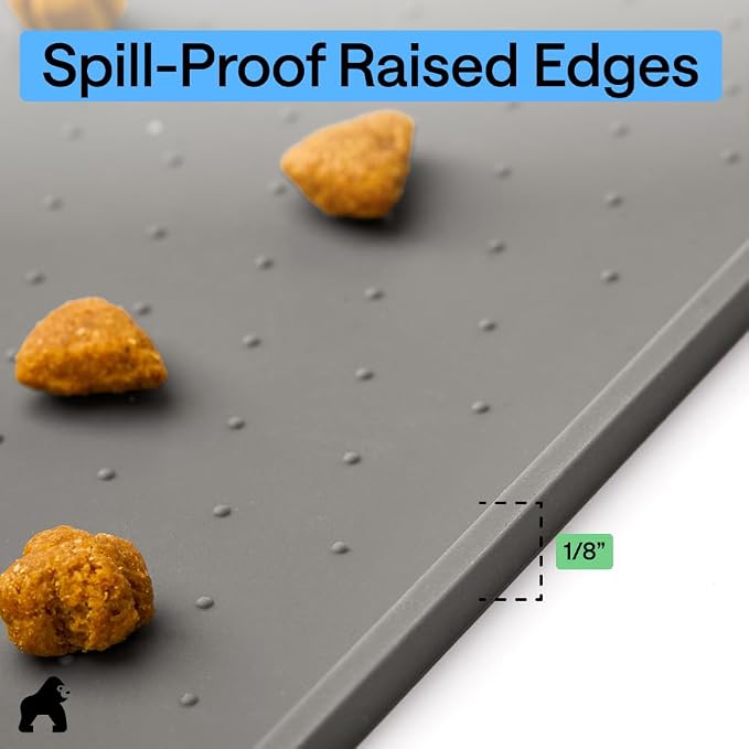 GORILLA GRIP 100% Waterproof Raised Edge BPA Free Silicone Pet Feeding Mat - Image 7