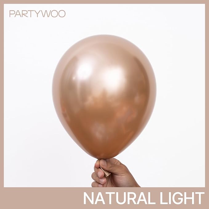 PartyWoo Metallic Rose Gold Balloons 85pcs Chrome Champagne Gold Color | - Image 2