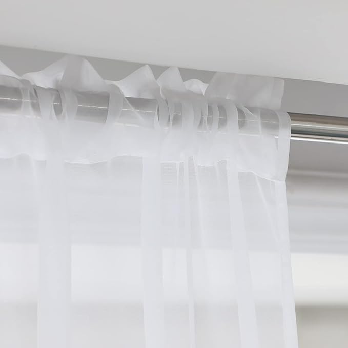 Window White Sheer Curtains 60 Inches Width 72 Inches Long 2 Panels Sheer Curtains Clear Curtains Basic Rod Pocket Panel for Home/Living Room/Bedroom/Kids Room