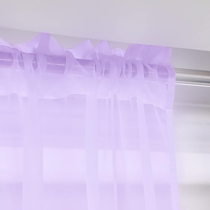 Purple Sheer Curtains 60 Inches Width 84 Inches Long 2 Panels - Clear Basic Rod Pocket Panel for Home Living Room Bedroom Kids Room Yard Patio Parlor Sliding Window