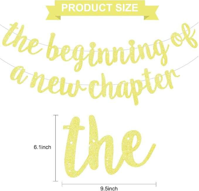 BEISHIDA Yellow Pre-Strung Glitter The Beginning of A New Chapter Banner | - Image 2