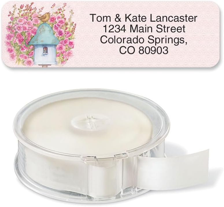 Everyday Birds Rolled Personalized Return Address Mailing Labels with Dispenser, Set of 500, Small ¾ x 2½ Inch Size, Custom Self-Adhesive Sticker Roll, by Colorful Images