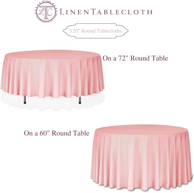 LTC LINENS 2 Pack 120 Inch Round Tablecloth Burgundy - Great for 60 Inch Round Table Floor Length - Washable, Wrinkle Resistant Polyester Fabric Cloth for Parties