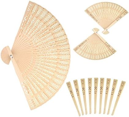 Sandalwood Hand Fans Set of 50 Folding Wedding Favor Gifts abanicos | Wooden by Forsun