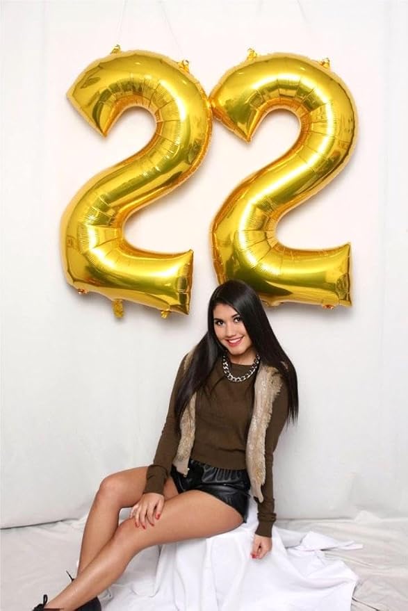 Big 40 Inch Gold 2 Number Balloon Birthday Decoration, Number 2 Helium Balloons - Image 7