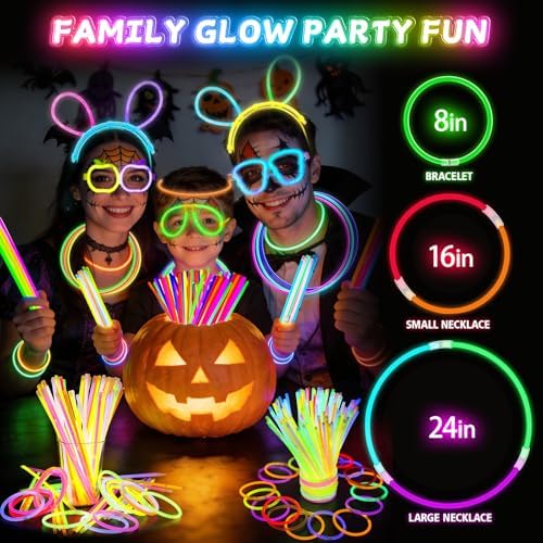 SHQDD 300 Glow Sticks Bulk Party Pack – 8" Neon Glow Sticks with Connectors, Glow in the Dark Party Supplies for Kids, Adults, Parties, Halloween & New Year - Image 5