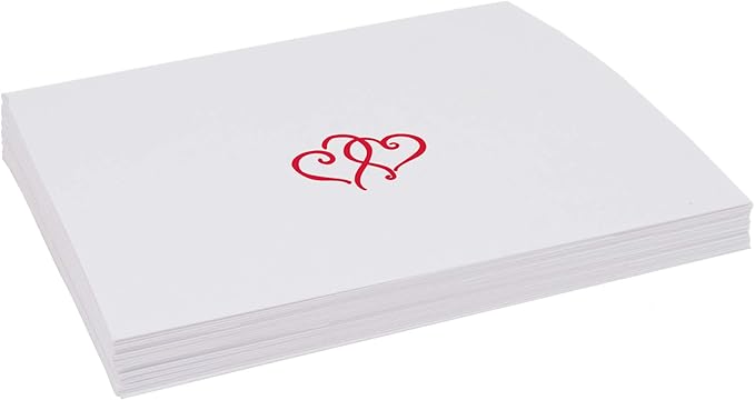 Linked Hearts Place Cards, Ruby Red (Choose Color), Set of 150, Pre-cut and Scored - Wedding, Party, Dinner, and Special Events - Made in the USA