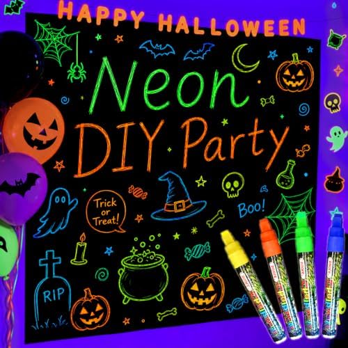 Mega-L Glow in the Dark Party Supplies, Neon DIY Backdrop, 5.2 x 6.8 Ft by Mega-Loopolis