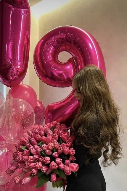 Hot Pink Number 5 Balloon 40 inch, Balloon numbers party supplies, deco photo - Image 5