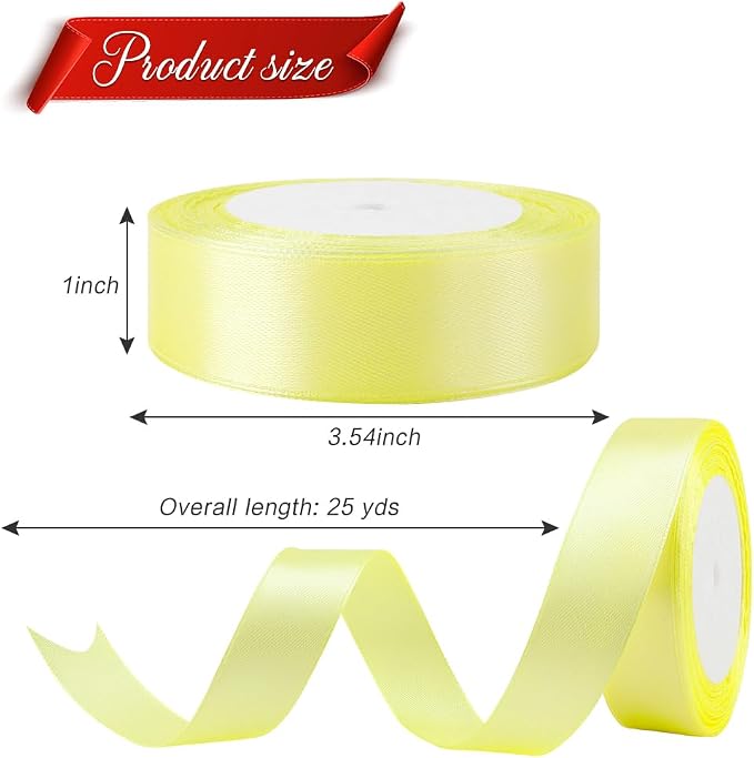 Yellow Ribbon Satin Ribbon 1 Inch 25 Yards Ribbons - Image 2