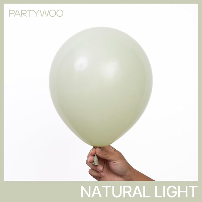 PartyWoo Sage Green Balloons 101pcs Boho Dusty Olive Green Color | Balloons - Image 2