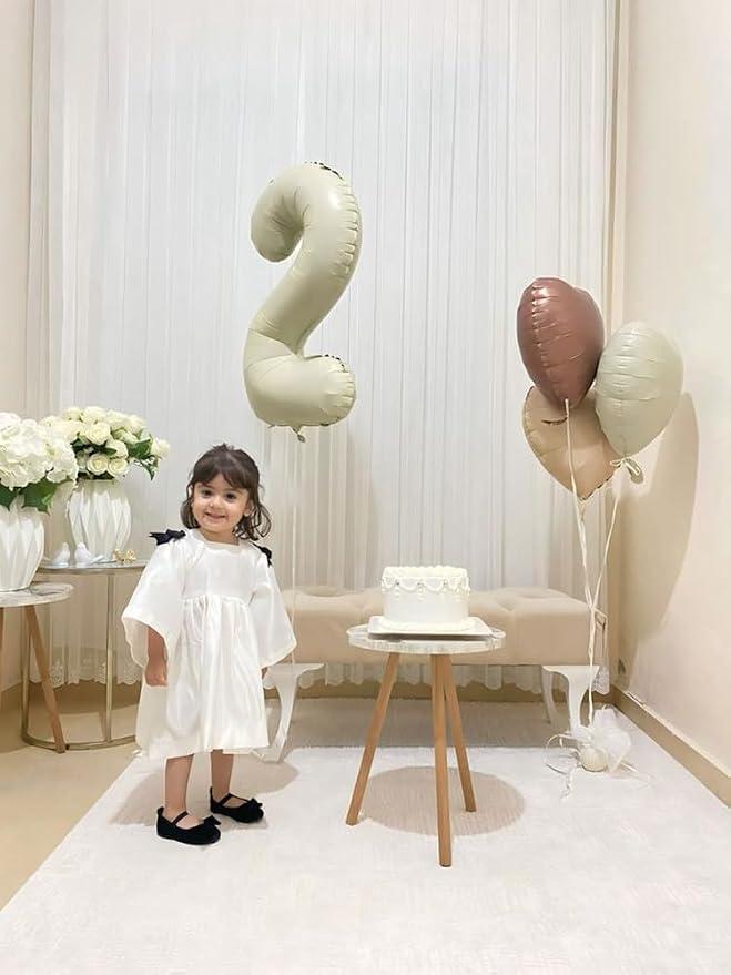 2 Balloon Numbers 40Inch Two Balloons Cream Party Decorations - Image 2