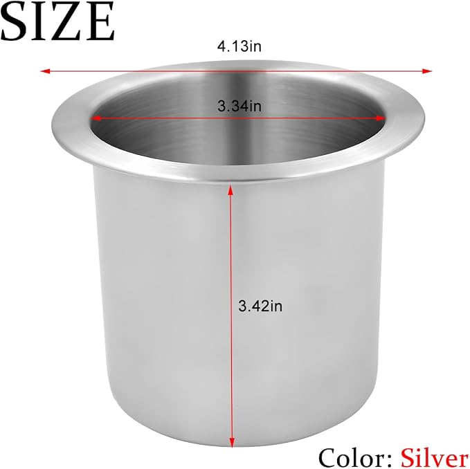 Zpana 2PCS 4.13 x 3.35 x 3.43 Inch Car Cup Holder Stainless Steel | Drop in - Image 2