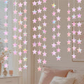 Iridescent Pink Shining Star Hanging Garland Pink Holographic Hanging Sparkling by Eeatour
