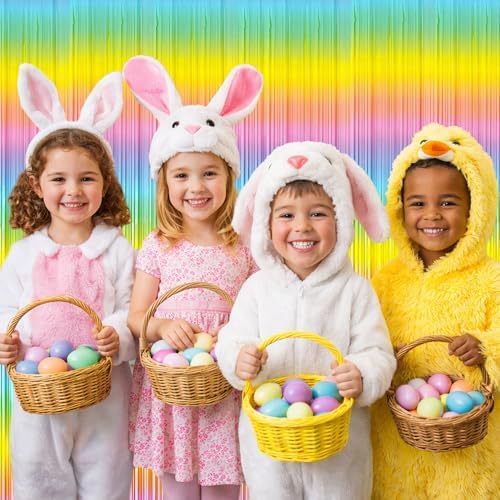 Easter Decorations - Rainbow Tinsel Streamers Backdrop Banner | Easter Party Favors Supplies Indoor Outdoor - Spring Birthday Decor Party Accessories for Wall Door - Image 5