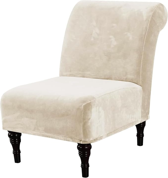 H.VERSAILTEX Armless Accent Chair Covers Thick Velvet Armless Chair Slipcovers by HVERSAILTEX